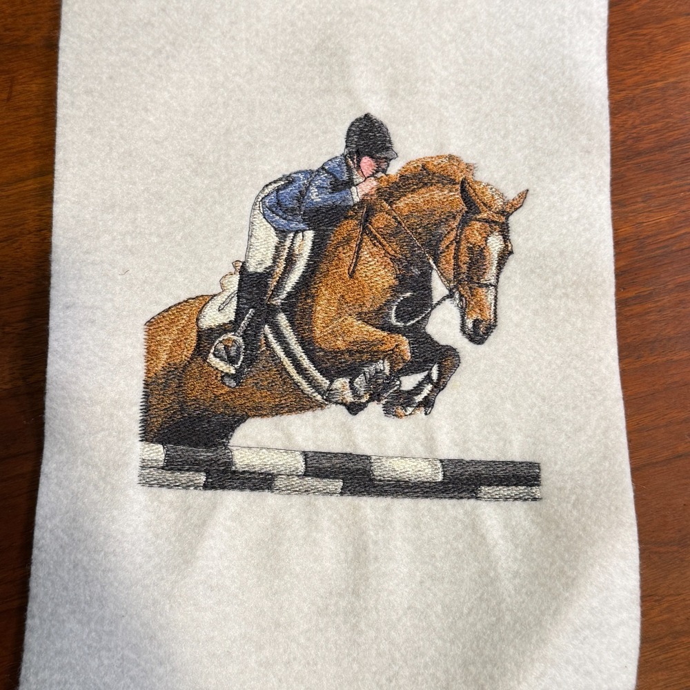 VTG Jumper Sports Horse & Rider Handmade Embroidery Western Equestrian Sew On